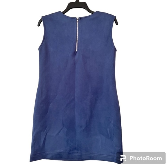 Jude Connally Faux Suede Sheath Dress in Blue Size Small - Picture 4 of 8